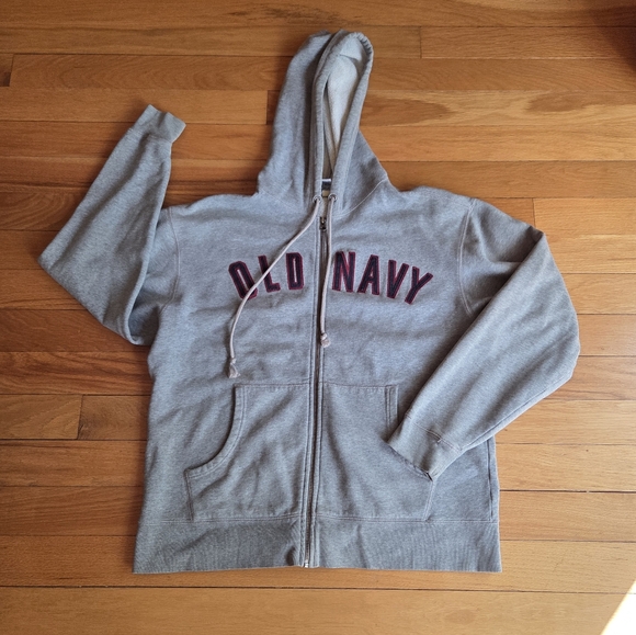 Y2K Old Navy Gray Zip-Up Hoodie Mens Large - Picture 1 of 3